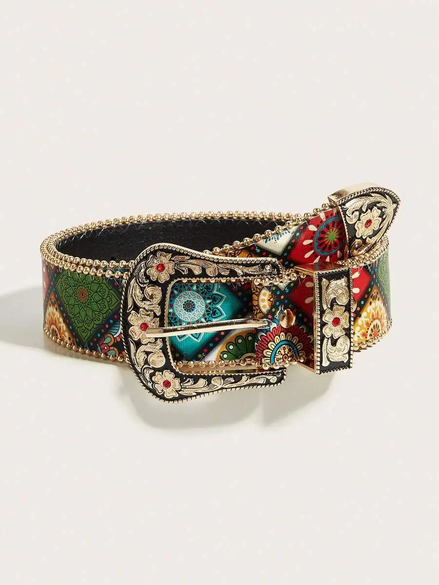 1pc Bohemian Retro Rhinestone Metal Western Cowgirl Fashion Belt, Suitable For Skirts, Dresses, Daily Wear, Fashion Style, Outdoor Activities, Parties, Christmas, Valentine's Day, Back To School, Halloween, Music Festivals, Autumn/Winter Accessories, All