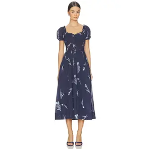 Free People Complete Me Midi Dress in Navy Combo