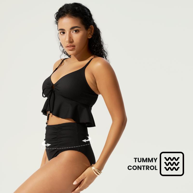 BodyTips Comfort Fit Seamless High Waist Tankini Second Skin Feel Breathable Desig Flexible Fit Swimwear Clean Look Popular Beach Outfit Versatile Two Piece Set For Pool Vacation Summer Activities Sunbathing Water Sports Casual Swim Style All Day Wear