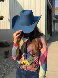 Serratelli Mesa Yale Blue WJ 'Brick' Top  Pure Wool Cowboy Hat