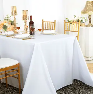 90"x156" Seamless Rectangular Premium Polyester (240 GSM) Tablecloth - White (1pc)
