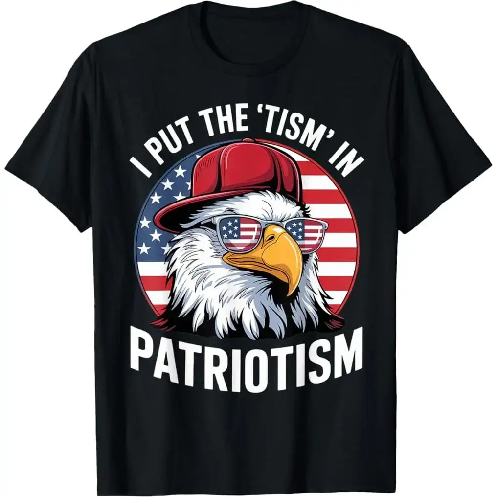 I have incorporated the "Tism" element into my patriotism.Sports eagle pattern T-shirt.Summer printed T-shirt