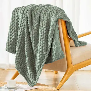 Sage Green Flannel Throw Twin Size (60X80 inches), 300 GSM Warm Decor Lightweight for Adults, Suitable for Seasons.