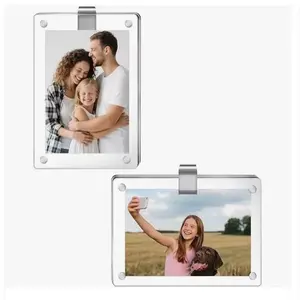 2PCS Car Picture Holder for Sun Visor – Magnetic 2.36"x3.5" Car Visor Photo Clip,Wallet-Size Clear Acrylic Car Picture Frame,Perfect for Polaroid Go and Instax Mini,Unique Gift for Couples,Stylish Automotive Accessory, Car Accessories