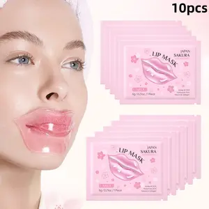 10Pcs  Moisturizing Collagen Lip Mask, Crystal Lip Care Gel Pads for Hydrating & Smoothing & Plumping, Daily Spa Lip Patches for Women & Girls