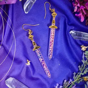 Demon-Slayer Sword Earrings - Purple Acrylic Casual Jewelry with Hypoallergenic Hooks- KPOP Demon Hunter
