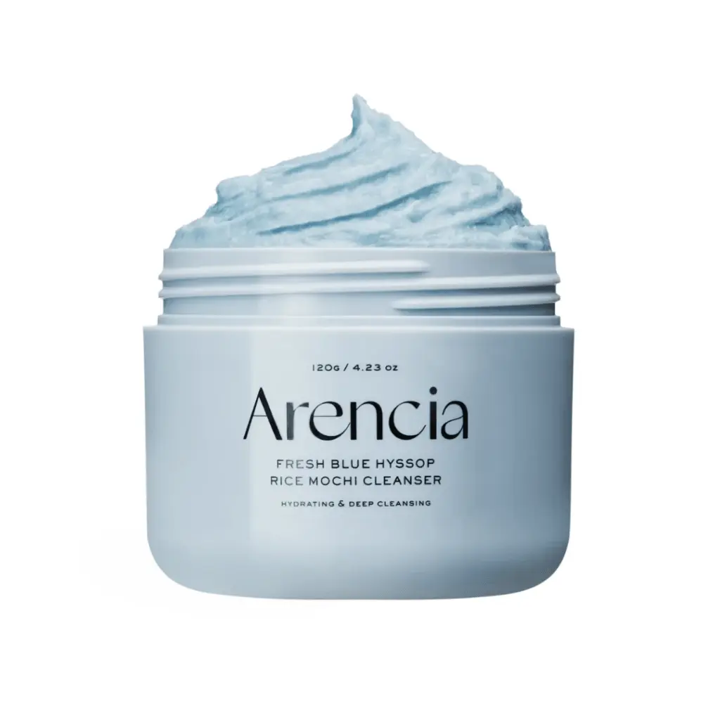 Arencia Blue Hyssop Rice Mochi Gentle Facial Cleanser - 120g, Antibacterial, with Black Barley Extract, Rice Powder, Cosmetic Clay, for Oily/Acne Prone Skin, Facial Wash, Hydrate, Cosmetic Clay Facial Cleansers