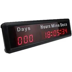 AZOOU 1-in LED Event Timer Countdown-Up Clock with Days, Hours, Mins, Secs (Max 1000 Days, 9 Digits, Red Color) – Sports & Outdoor Stopwatch with Time Tracking Function