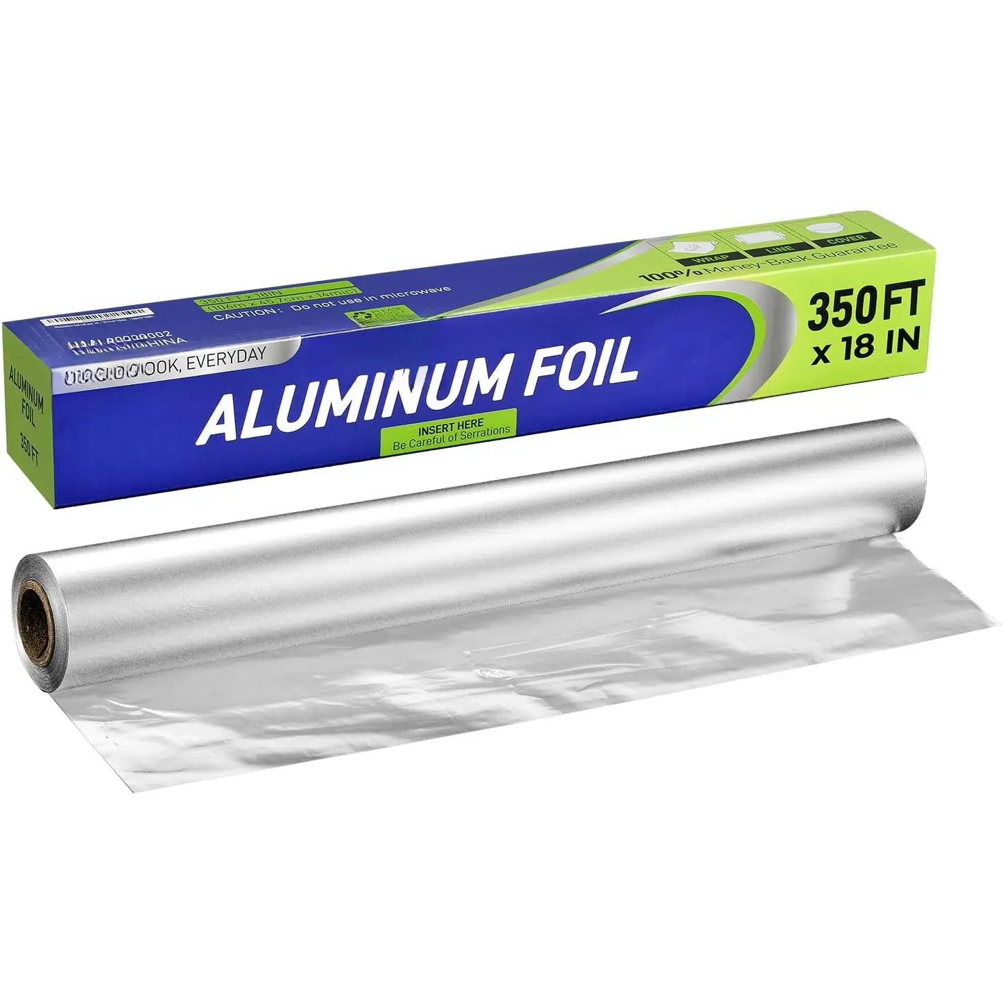 Aluminium Foil 525Sq.Ft for Restaurant Use, Disposable Food Wrapping for Burritos, Hot Dogs, and Sandwiches 18in x 350Ft