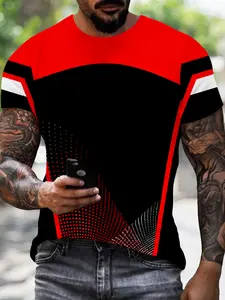 Men's Gradient Dot Array Print T-Shirt, Casual Fitted Short Sleeve, Fashion Comfort Design, Perfect Daily Wear, Ideal Gift Choice