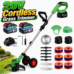 20V Cordless Lawn Trimmer with 4.0Ah Lithium Battery & Fast Charger, 3-in-1 Cutting System: Saw Blade, Metal Blades & Nylon Lines, Full Accessory Kit  grass cutters,mower, Portable Weed Wacker for Yard, Flower Bed & Lawn Edge Trimmin maintenance
