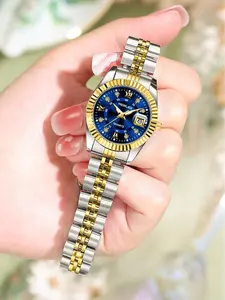 A Luxury Exquisite Eye-Catching Ladies' Wristwatch, High End Watch with Roman Numeral Markers, Diamond Embellishments, Richly Layered Design, Waterproof Function, Magnified Date Window and Quartz Movement