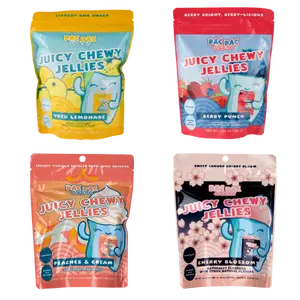 Pac Pac Snacks Juicy, Chewy Konjac Jelly Variety 4 Pack I Plant-based, Gluten-Free, Free From Artificial Flavors and Sugar Alcohols I 5.64 oz per pack (1 Yuzu Lemonade, 1 Berry Punch, 1 Cherry Blossom, 1 Peaches & Cream) I Chewy, Fruity Sweet Jelly