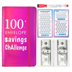 100 days  Money Saving Challenge with marker,  A6, budget bingder,Money Saving Binder,Savings Challenges Budget Book Binder to save $5050,Do not fold the money,gift for eveyone