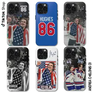 USA Hockey Golden Goal Jack Hughes Phone Case, Quinn Hughes Team USA Olympic Gold Medal Phone Cover, # 86 Hughes Brothers 17 Air Pro Max