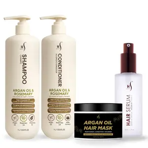 Hair Care Bundle – Argan Oil Hair Serum + Argan Oil Hair Mask + Argan Oil Shampoo & Conditioner – Hydrating, Repairing & Frizz-Control Set for Smooth, Nourished Hair