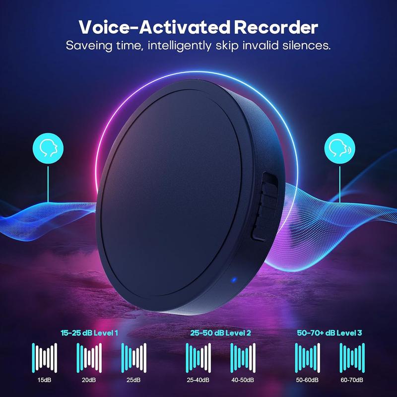 132G (9800 Hour) Voice Activated Recorder - Voice Recorder with AI-Intelligent Triple Noise Reduction, Portable Audio Recorder for Work, Lectures, Meetings[100H Continuous Recording Device],Smart Voice Recorder with Screen Display