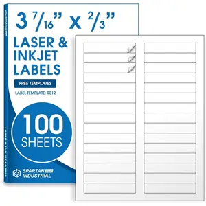 Matte White File Folder Labels, Compatible with Inkjet and Laser Printers-100 Sheets, 3000 Printable Paper Stickers for Return Addresses, Mailing, Organizing