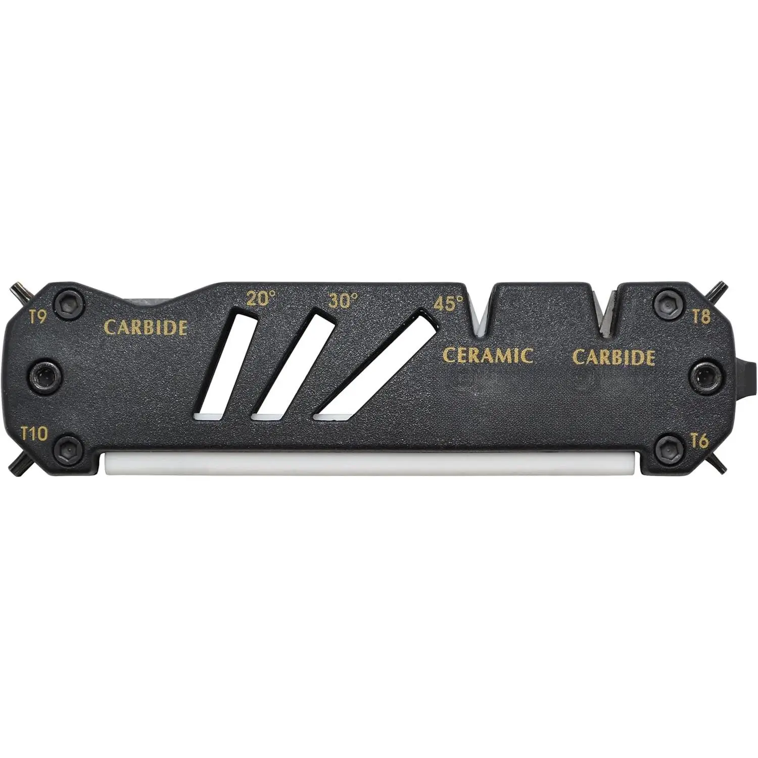 GLIDE Compact Durable Easy-to-Use V-Notch Ceramic Carbide Multi-Angle Multitool Sharpener for , Axes, Shears & Hooks