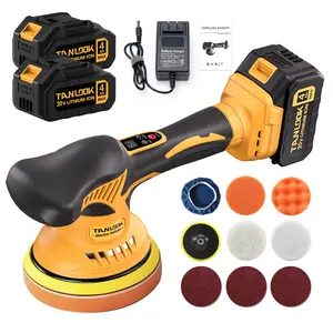 Tanlook Cordless Polisher Buffer, High Speed Electric Polishing Machine, Anti-Slip Handheld Power Tool for Car Waxing, Surface Grinding, Furniture Polishing, Household DIY and Automotive Beauty Maintenance
