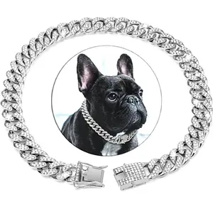 Rhinestone Decor Dog Chain Necklace, Adjustable Pet Necklace, Pet Jewelry Accessories for Small to Large Dogs & Cats