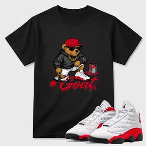 [NEW] Sneaker Match Tee for J13 Red & White  | GOAT Bear Graphic | Urban Streetwear Top | Retro Kicks Apparel