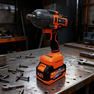 Powerful Electric Brush Impact Wrench with High Torque Lithium Battery for Carpentry Tools
