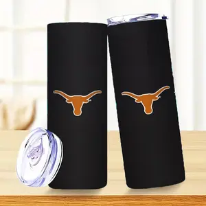 20oz Tumbler with lid- Insulated Cup- Travel Coffee Mug - Texas Longhorn Logo Pattern, Perfect for Party Supplies, Coffee Bar Accessories, Home Decor & Sports Fans