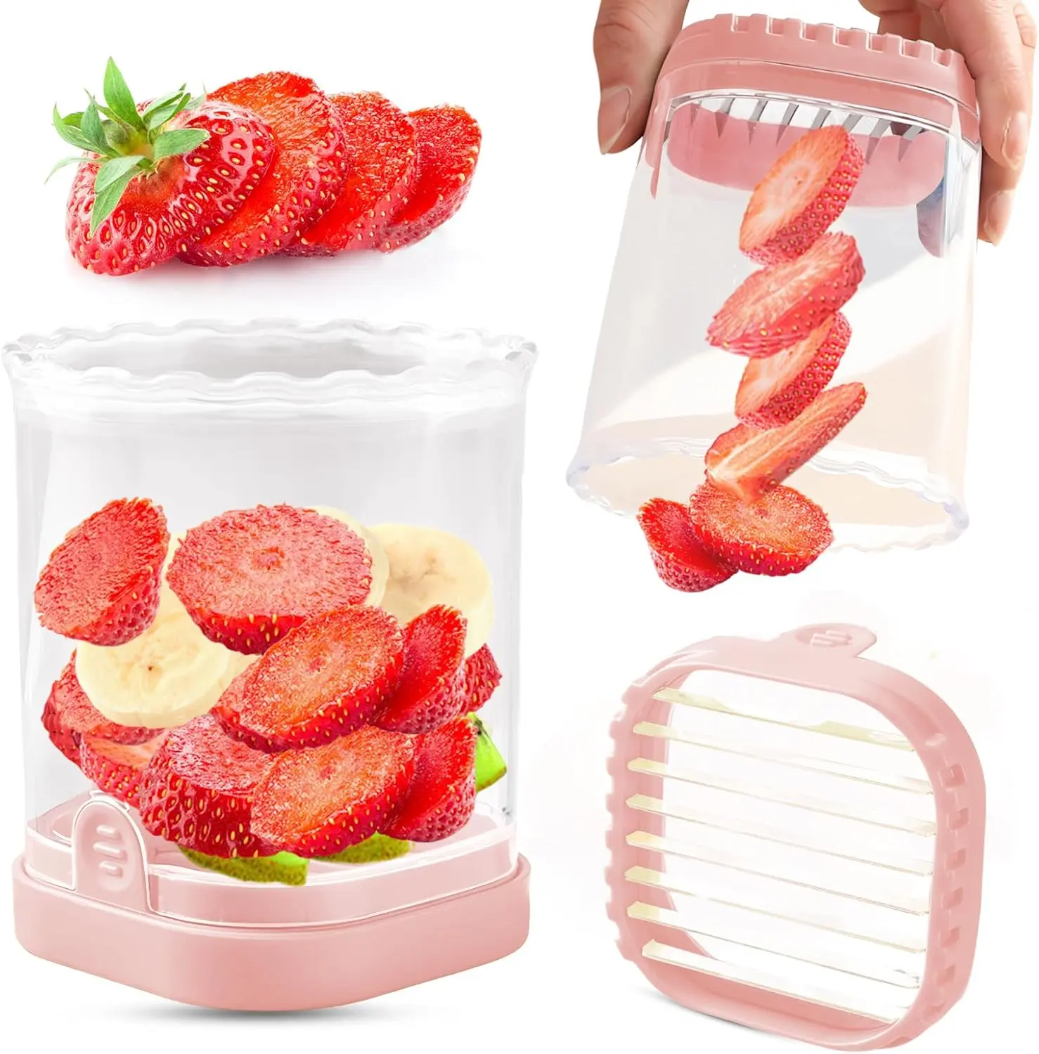 Creative Strawberry & Fruit Slicer - Detachable  with Push Plate ()