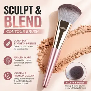 Single Concealer Brush with Wooden Handle, Fiber Bristles, Professional Face Makeup Brush, Ideal for Precision Application