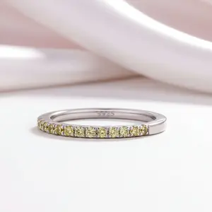 Elegant Half Eternity Light Yellow Sapphire Wedding Band