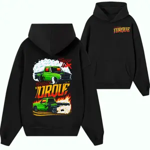 Project Torque LSX "Burnout King" Hoodie – Black Streetwear Sweatshirt Featuring Custom Green & Black C10 Pickup Trucks and "Fred's LSX" Graphic