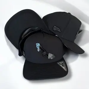 Veracruz Hats for Man Black SnapBack Adjustable Baseball Cap with Logo Patch, Classic Design for Men, Cotton Material