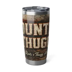 20oz Tumbler — Rustic American Flag Camo "Country Thuggin'" Travel Mug