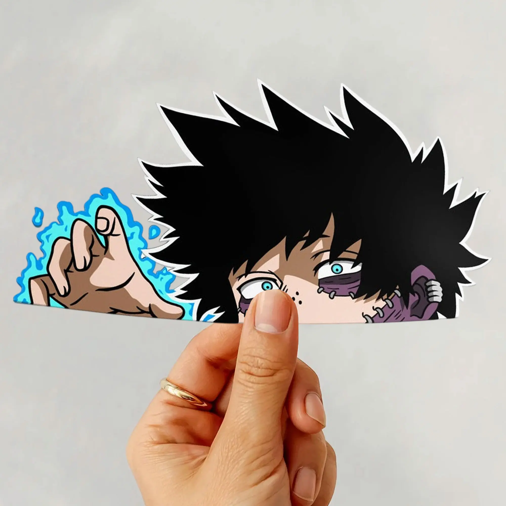 Dabi Peeking Vinyl Sticker, My Hero Academia Dark Anime Villain Car Laptop Phone Decal, Blue Flame Manga Sticker Gift
