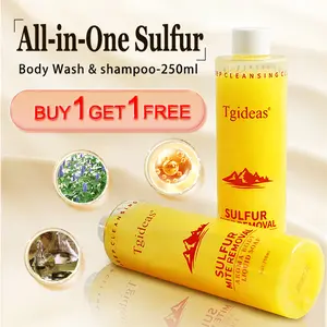 Buy 1-Get 1 Free!Tgideas All-in-One Sulfur Body Wash & Shampoo 250ml - Clear Skin, Gentle Formula, Organic Ingredients, Anti-Acne, Mite Removal, Deep Cleansing for Men & Women Cleanser Scent
