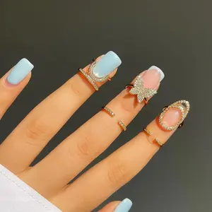New women's zircon inlaid nail ring, personalized and elegant wearable detachable manicure ring - decorate your nails to show your personality