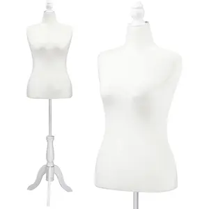 【Summervibes】55-67 Inch Female Dress Form Pinnable Mannequin Body Torso with Wooden Tripod Base Stand