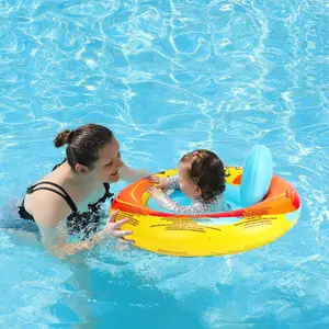 Swimbobo Baby Swim Ring for 12-24 Months, Dual Air Chamber Anti-Tip Design, Thickened Seat Pad + Comfortable Backrest, Eco-Friendly PVC Material