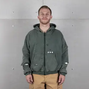 Commons Reversible Thermal Zip Up Faded Green/White