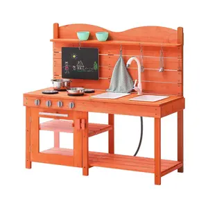 Wooden Mud Kitchen Outdoor Toy Play Kitchen Set for Kids Pretend Playset