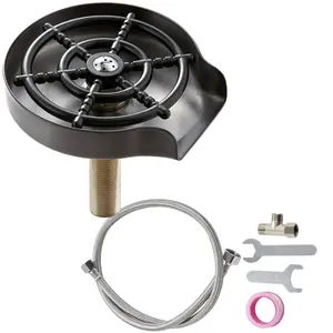 VEVOR Glass Rinser, 10 Powerful Spraying Jets 360° Rotating Cup Rinser for Sink, 304 Stainless Steel Faucet Cup Washer with ABS Cup Holder for Baby Bottle, Glass Cup, Wine Glass (Silver Grey Base)