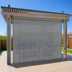 1pc Outdoor Roller Shade - HDPE Shade Cloth for Patio Pergola with Aluminum Tube and Cordless Wand Crank Operation - Perfect Sun Shade for Patio, Porch, and Garden