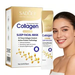 【4mIX20pcs/box 】 Collagen Face Mask, Skincare with Collagen Components, Moisturizing and Hydrating, Deep Hydration Tightening, Smooth, Gentle, Non-Irritating Facial Light Beige Formula, Portable Travel Pack