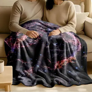 1 piece Near-infrared image of the Cassiopeia A supernova remnant themed flannel blanket - Modern design flannel blanket, suitable for sofas and beds, all-season use, super soft and comfortable, digital printing, 100% polyester material, machine