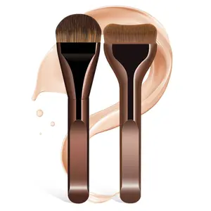 2-pack Single Ultra-Thin Wide Tongue-Shaped Foundation Brush, Seamless Concealer, Small Pillow Flat Head Soft Hair Makeup Tool