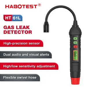 HABOTEST HT61L Gas Leak Detector High-precision Sensor Flexible Swivel Hose Dual Audio & Visual Alerts Automatic Shutdown LCD Display for Butane Gasoline Acetone