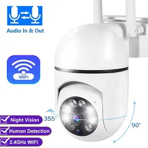 Home Security Camera, 2.4G WiFi, 355° Pan-Tilt, Human Detection, Two Way Talk, Remote Control, Cloud & TF Card Storage, Loop Recording, Home Shop Warehouse Indoor Monitoring