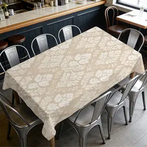 1pc Creamy Floral Diamonds Round/Rectangular Tablecloth - Durable & Easy to Clean, Great for Square Table Spring Summer Picnics, Restaurant Dining, Family Gatherings, Holiday Parties, Picnic Table Cover