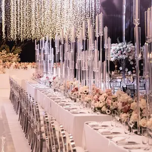 118cm Acrylic Crystal Candelabra - 5 Arm Wedding Candle Holder Stand, Luxury Centerpiece Décor for Any Occasion